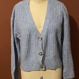 Zara Light Blue Ribbed Cardigan
